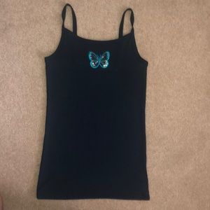 Embroidered Butterfly Patch Tank Top
